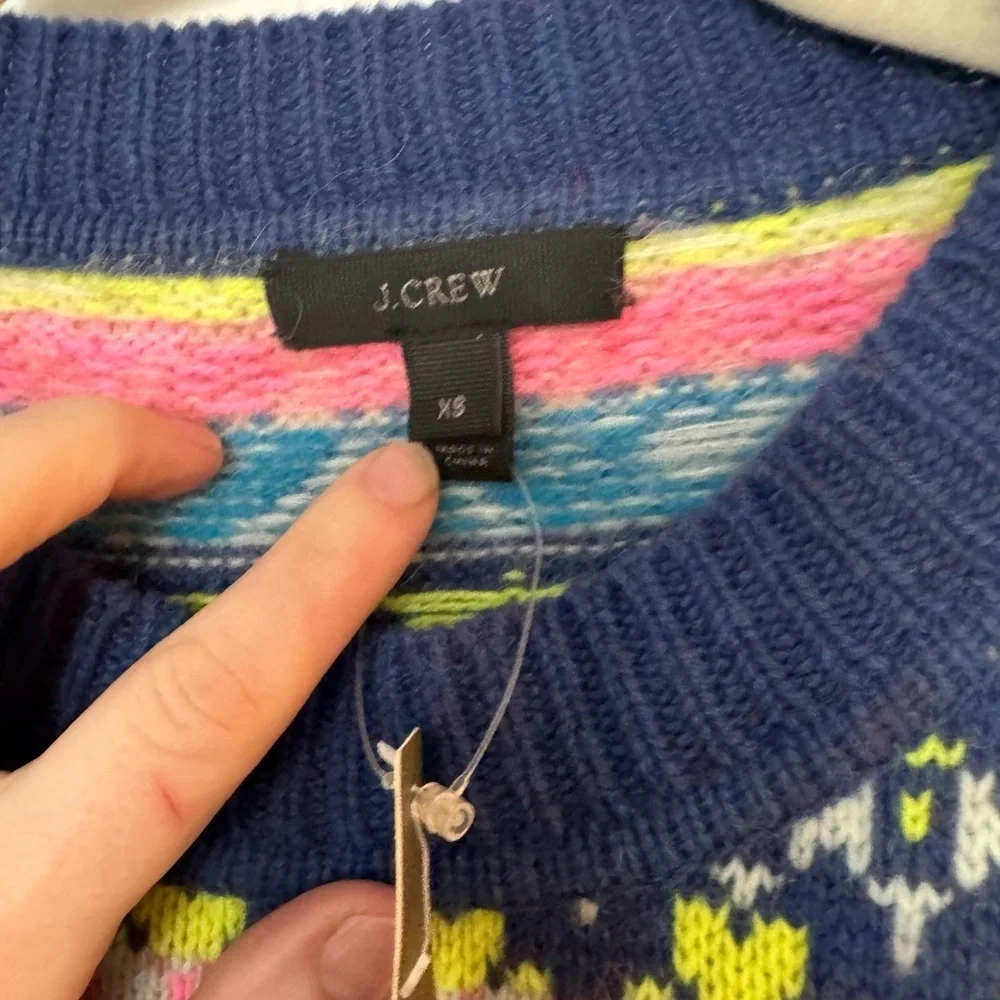 J. Crew Multicolor Fair Isle Patterned Crew Neck Wool Sweater NWT